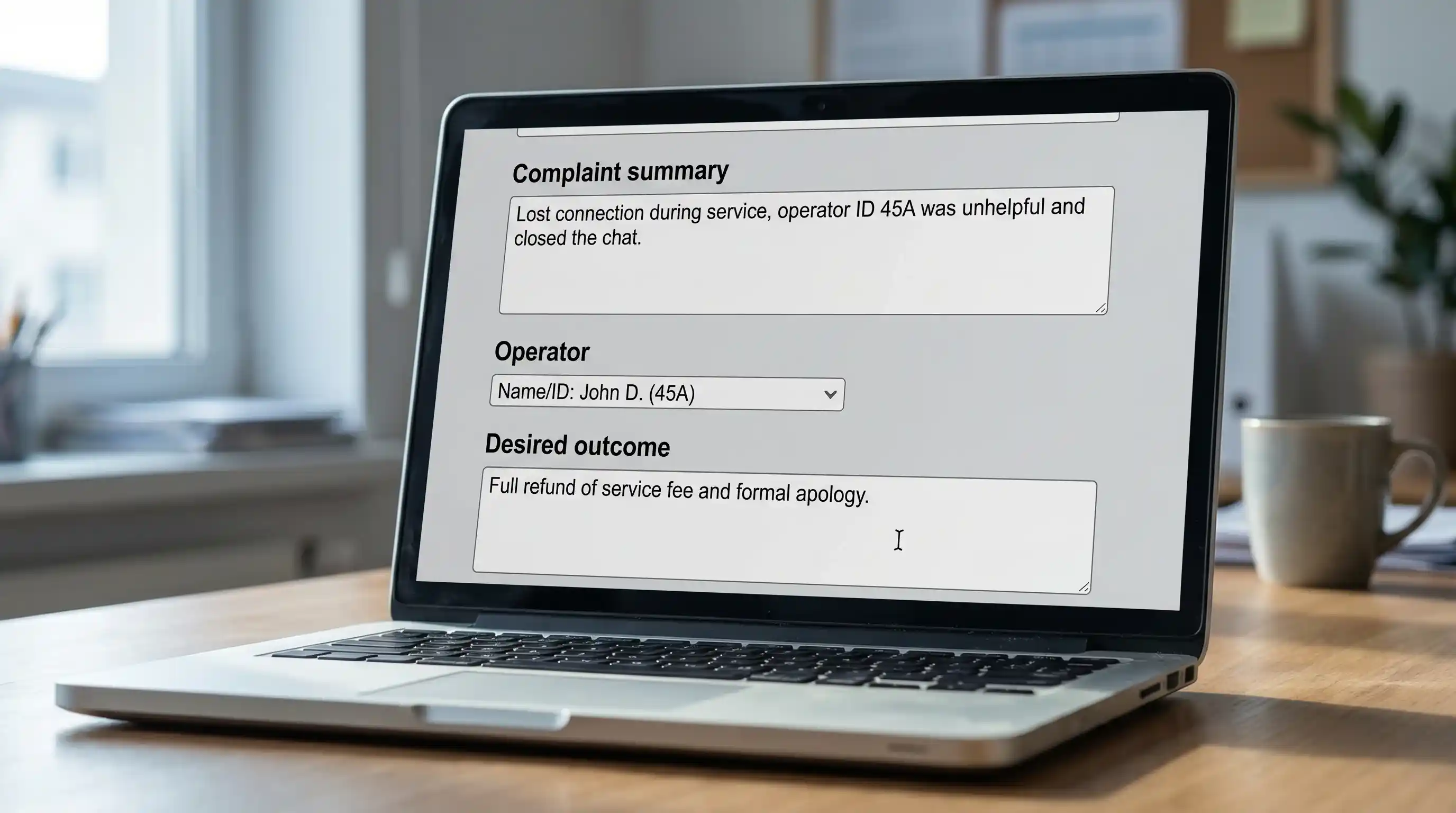 UK gambling Alternative Dispute Resolution complaint form on a laptop screen