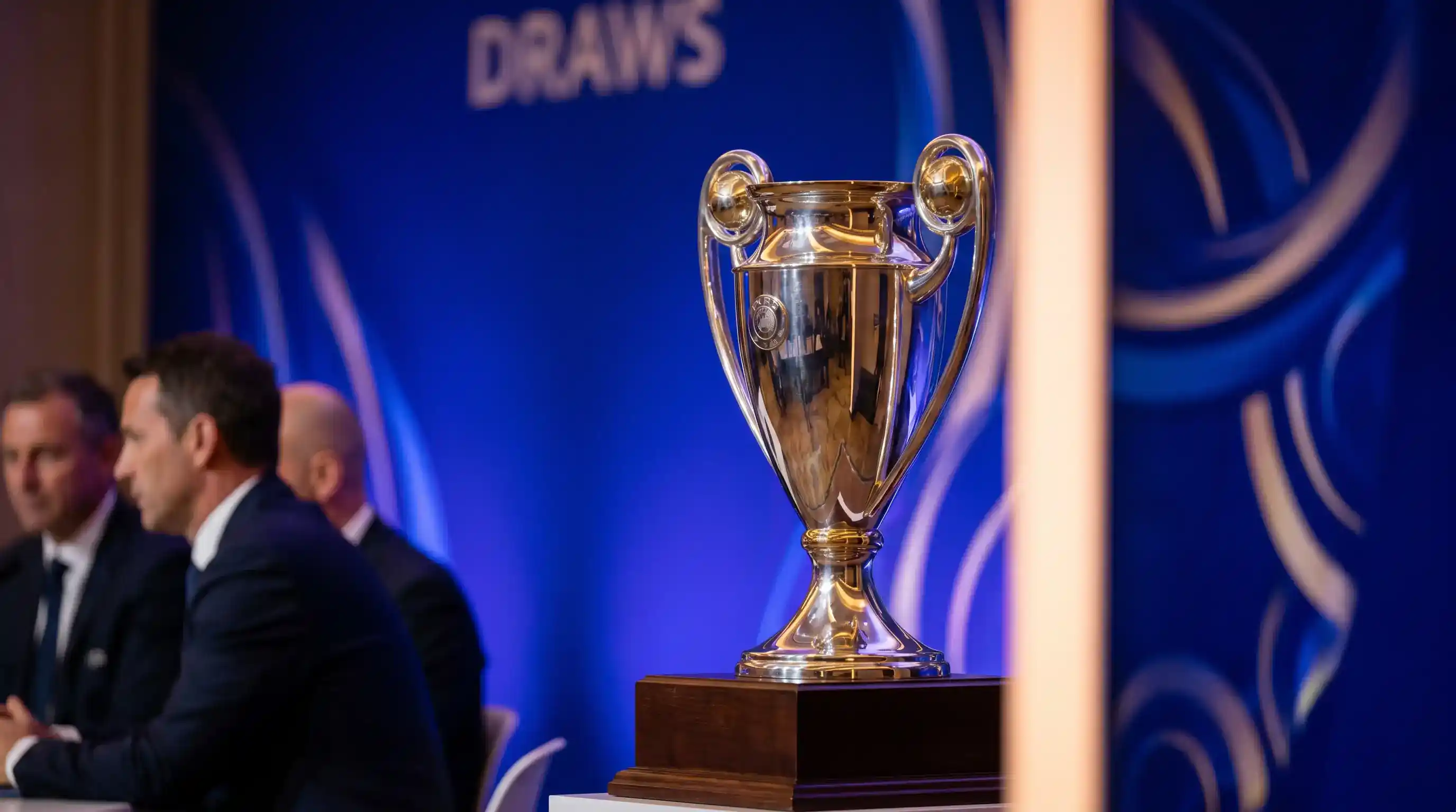 UEFA Europa League trophy displayed at a draw ceremony before the league-phase outright market opens