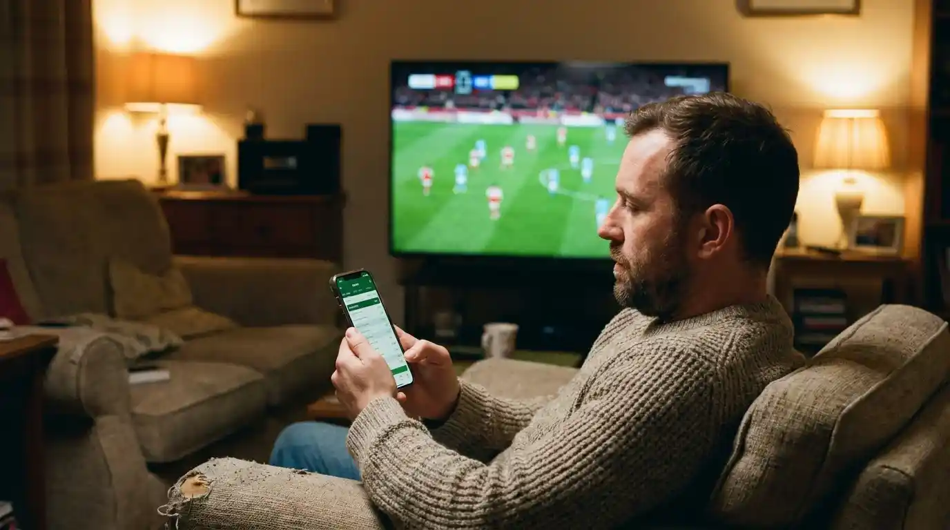 A UK punter watching a Premier League live stream on a mobile app with in-play markets open