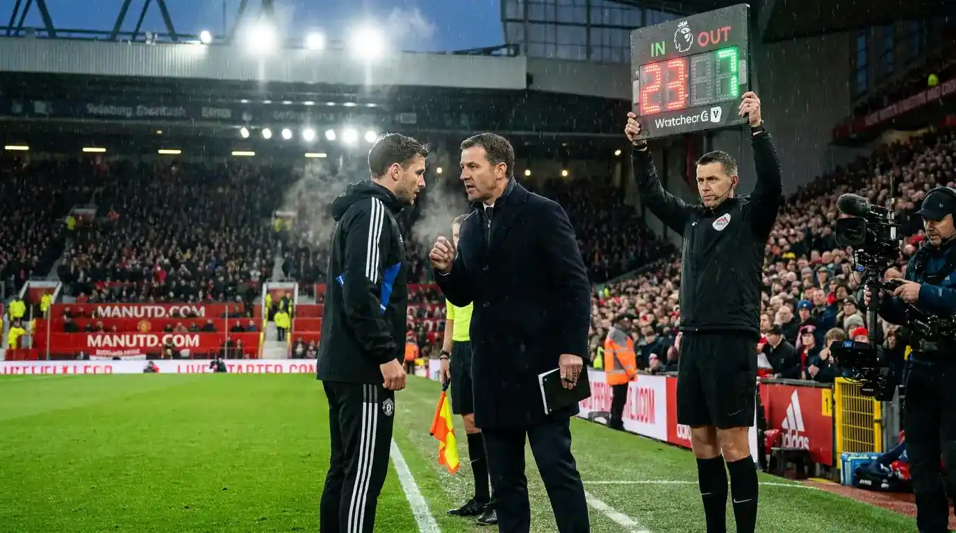 Premier League manager making a tactical substitution after the interval to chase a second-half winner