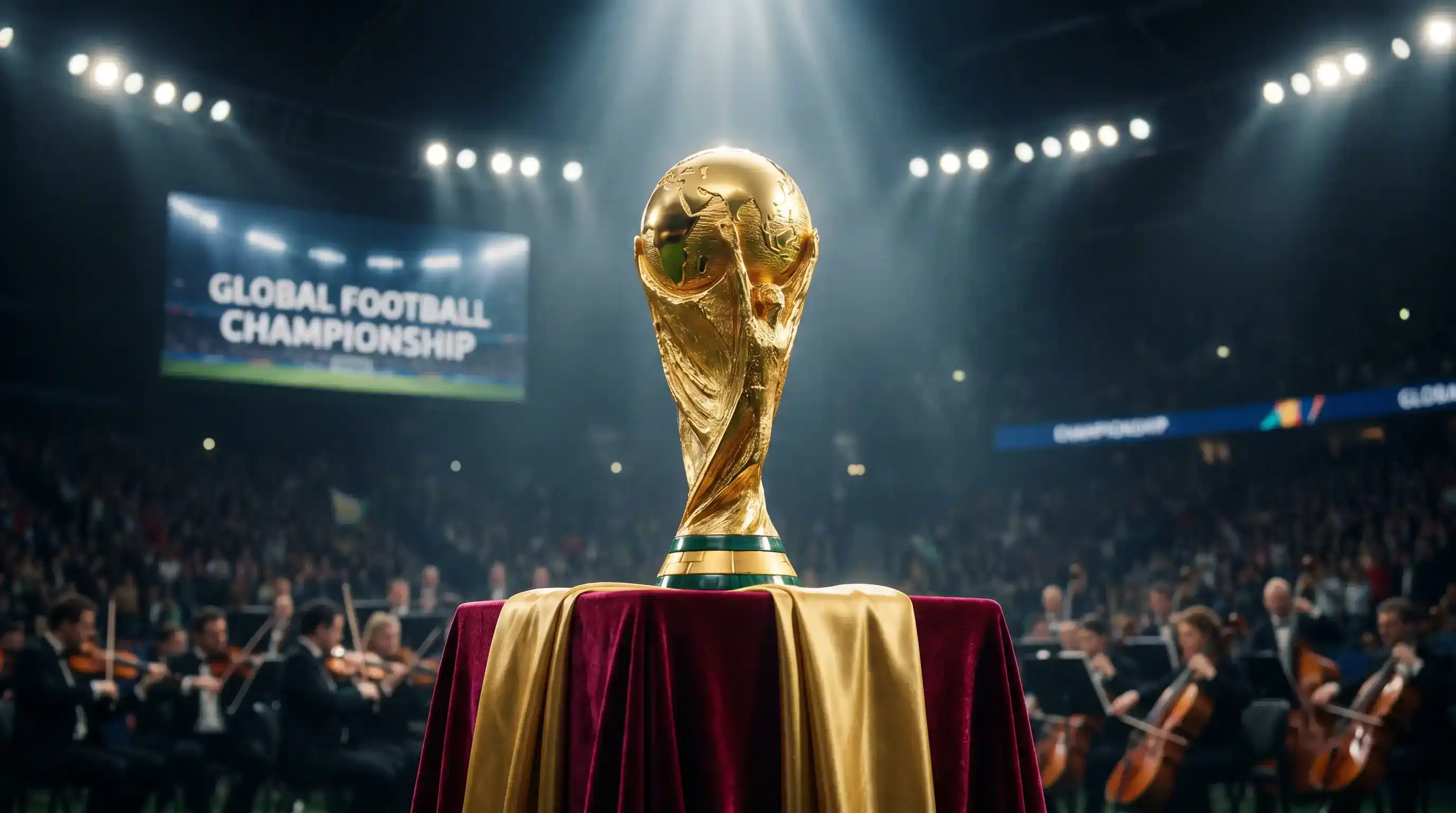 World Cup trophy on display at a tournament opening ceremony before outright betting markets close